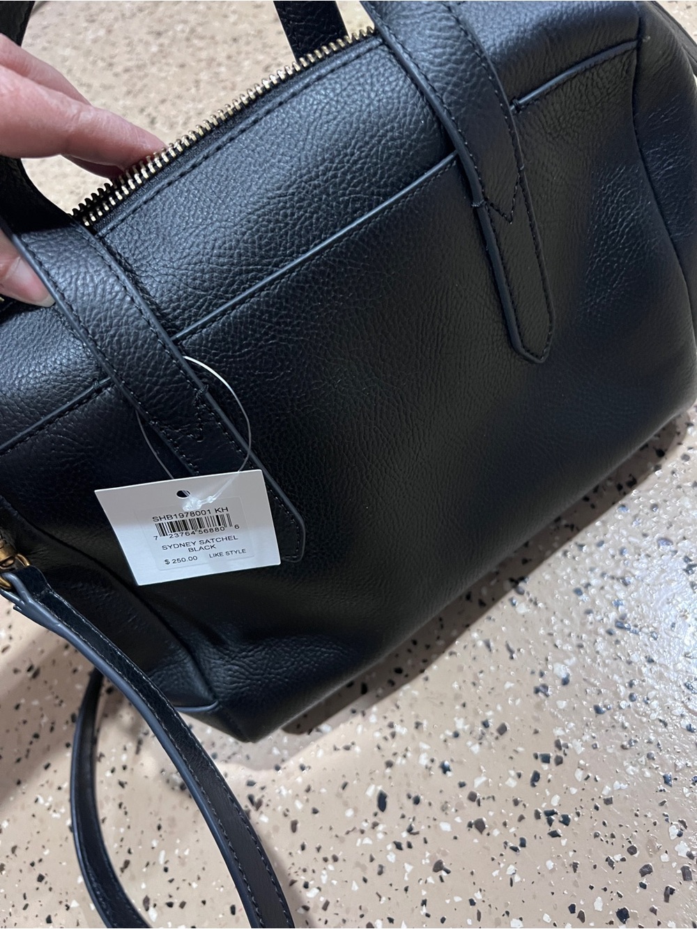 Fossil Black Pebbled Leather Satchel with Gold Hardware - Picture 3 of 4